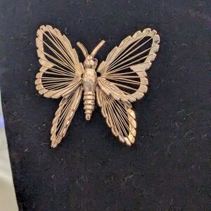 Monet Silvertone Filigree Butterfly Brooch